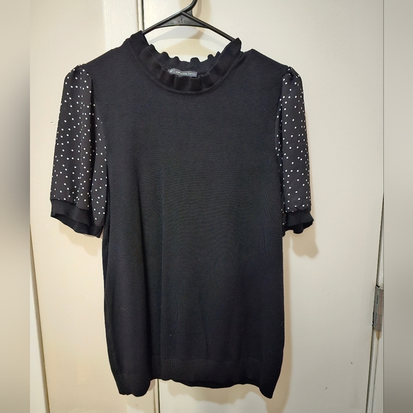 Adrianna papell short sleeve black shirt - Picture 2 of 5